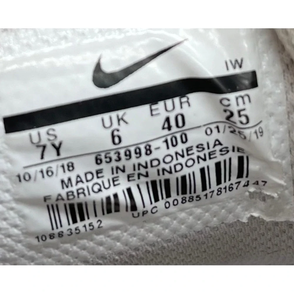 Nike Air Force 1 High Kids 7Y White Leather Ankle Strap Sneakers 653998-100